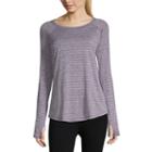 Xersion Long Sleeve Crew Neck Pattern T-shirt-womens