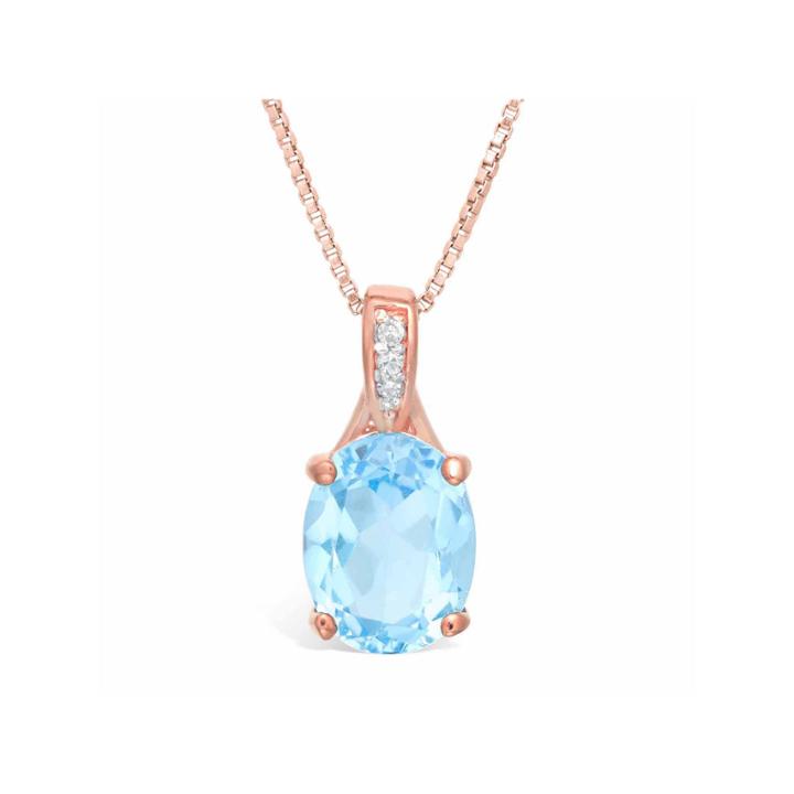 Womens Diamond Accent Blue Blue Topaz Gold Over Silver Pendant Necklace