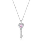 Diamonart Womens 1 Ct. T.w. Pink Cubic Zirconia Sterling Silver Pendant Necklace