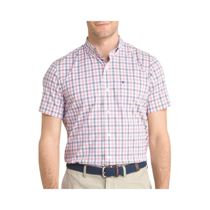 Izod Advantage Stretch Short Sleeve Print Button-front Shirt