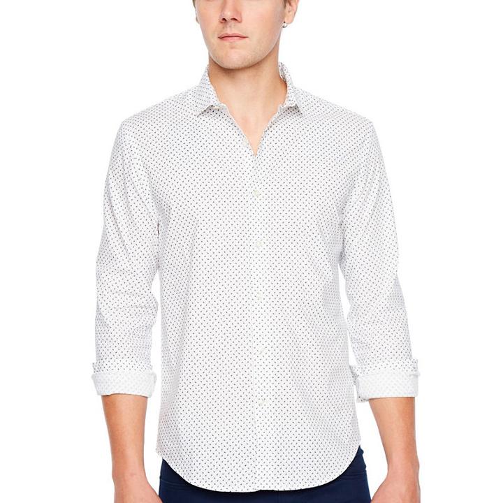 Jf J.ferrar Long Sleeve Pattern Button-front Shirt
