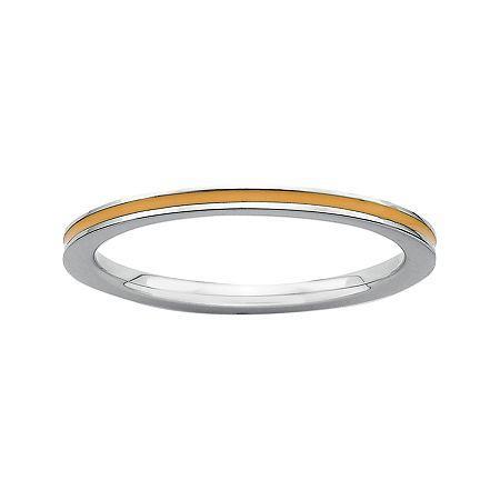 Personally Stackable Sterling Silver Orange Enamel Stackable Ring