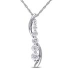 Womens 1/2 Ct. T.w. Genuine White Diamond 10k Gold Round Pendant Necklace