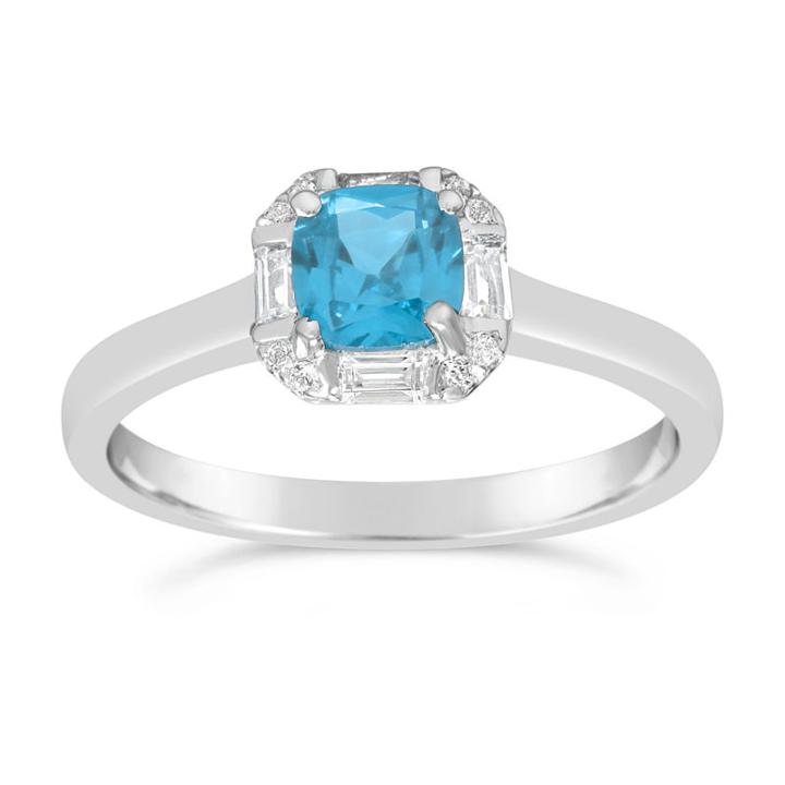 Womens Genuine Blue Topaz Blue Sterling Silver Solitaire Ring