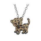 Animal Planet&trade; Crystal Sterling Silver Endangered Amur Leopard Pendant Necklace