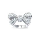 Crystal Sterling Silver Bow Ring