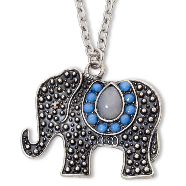 Decree Textured Elephant Pendant Necklace