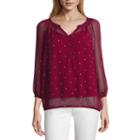 Liz Claiborne 3/4 Sleeve Woven Blouse-talls