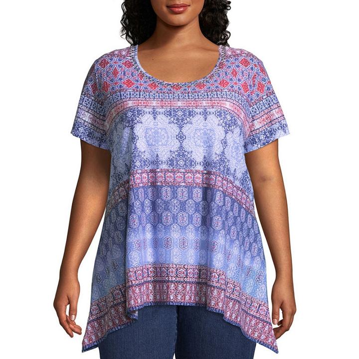 Lark Lane Red, White, & New Burnout Tee- Plus