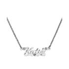 Personalized 13x36mm Diamond-cut Scroll Name Necklace