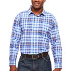 Claiborne Long Sleeve Checked Button-front Shirt-big And Tall