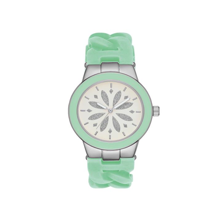Womens Mint Chain Silicone Strap Watch