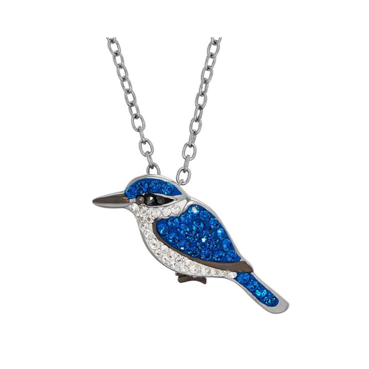 Animal Planet&trade; Australia Forest Kingfisher Crystal Sterling Silver Pendant Necklace