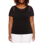 Worthington Short Sleeve Texture Sweater Shell - Plus