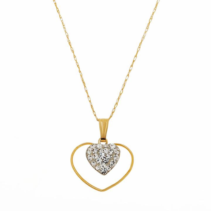 Limited Quantities! Womens White Crystal 14k Gold Pendant Necklace