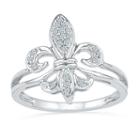 Womens 1/8 Ct. T.w. Genuine Diamond White Sterling Silver Cocktail Ring