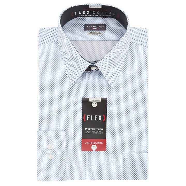Van Heusen Vh Flex Collar Reg Stretch Long Sleeve Twill Pattern Dress Shirt