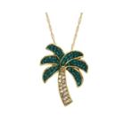 Crystal Palm Tree Sterling Silver Pendant Necklace