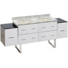 74-in. W Floor Mount White Vanity Set For 3h8-in. Drilling Bianca Carara Top Biscuit Um Sink