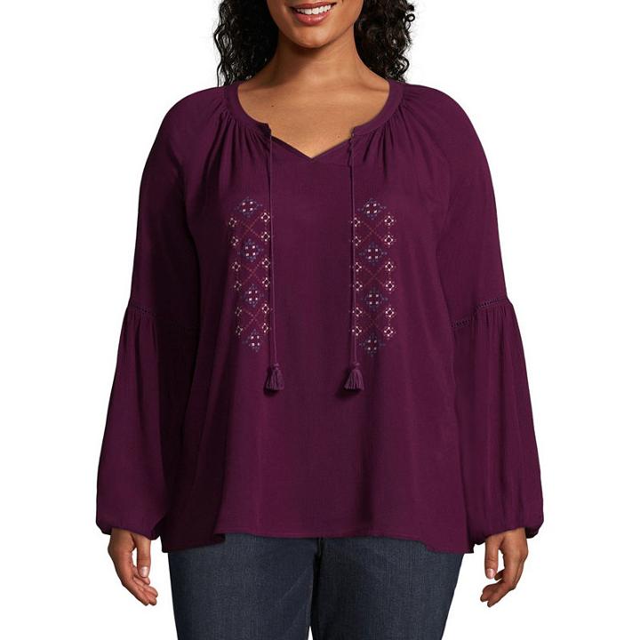 St. John's Bayls Blouse With Tassels - Plus