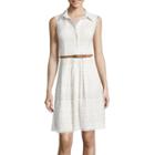 Liz Claiborne Sleeveless Belted Lace Shirtdress