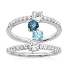 Womens Blue Topaz Blue Sterling Silver Cocktail Ring