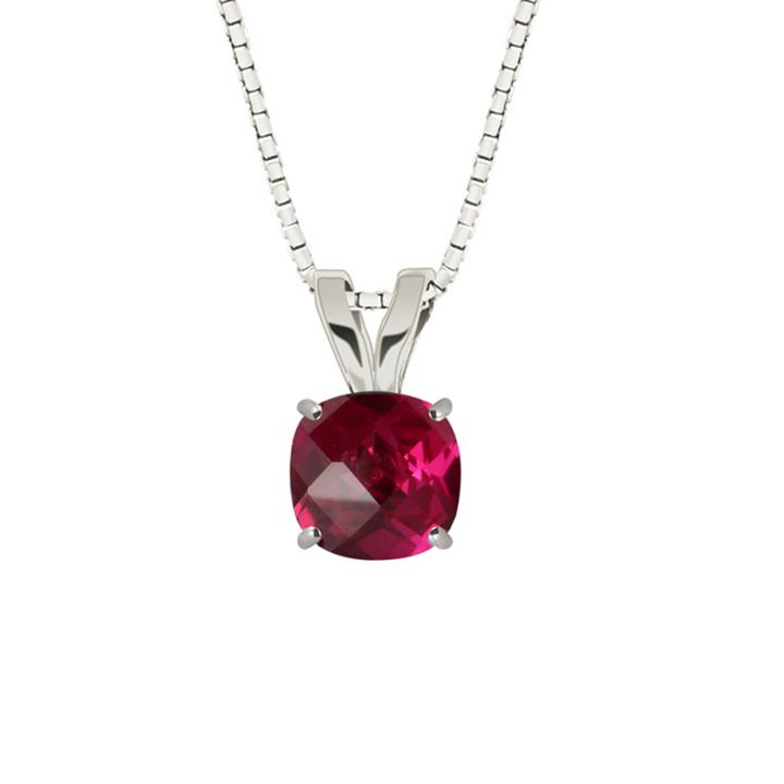 Lab-created Ruby 10k White Gold Pendant Necklace