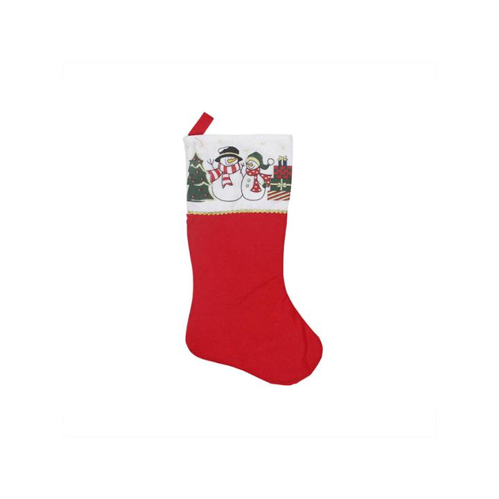 19 Christmas Traditions Red White And Gold Glittered Jolly Snowmen Scene Bordered Stocking
