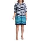 Studio 1 3/4 Sleeve Geo Linear Shift Dress - Plus