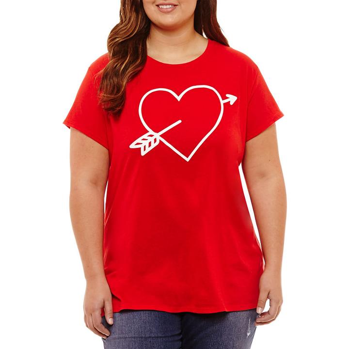 City Streets Short Sleeve Round Neck Graphic T-shirt-juniors Plus