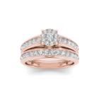 1 1/2 Ct. T.w. Diamond 10k Rose Gold Bridal Ring Set