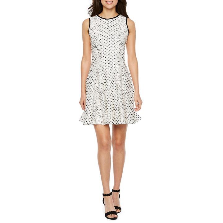 Danny & Nicole Sleeveless Lace Dots Fit & Flare Dress