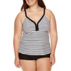 Arizona Summertime Striped Tankini Swim Top - Juniors Plus