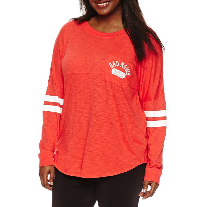 Flirtitude Plus Size Drop Shoulder Long Sleeve Graphic T-shirt