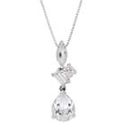 Womens Lab Created White Sapphire Sterling Silver Pendant Necklace