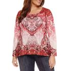 Unity World Wear 3/4 Sleeve Scoop Neck Pattern T-shirt-womens Plus