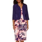 Maya Brooke Striped Floral Print Jacket Dress