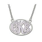 Personalized Sterling Silver Enamel Oval Monogram Pendant Necklace