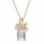 Laura Ashley Womens Genuine Green Amethyst Bow Pendant