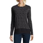 Stylus&trade; Long-sleeve Shadow-striped High-low Layered T-shirt
