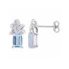 Laura Ashley Genuine Blue Blue Topaz Bow Ear Pins