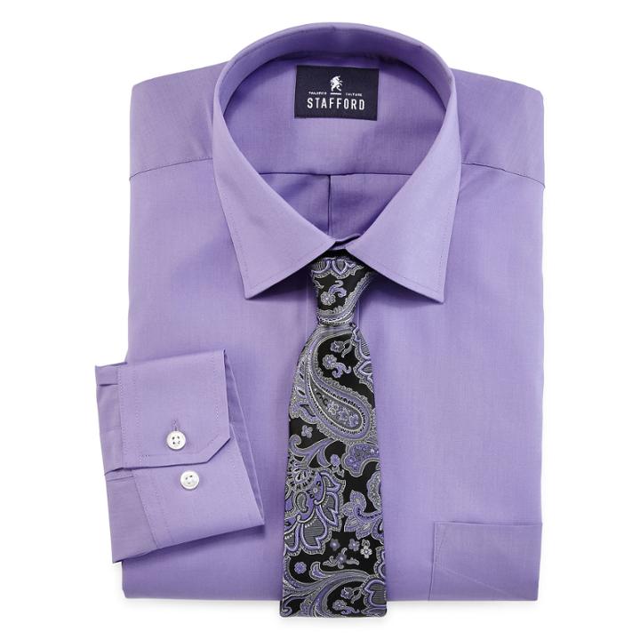 Stafford Easy-care Dress Shirt & Tie Set