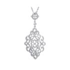 Cubic Zirconia Sterling Silver Filigree Marquis Pendant Necklace