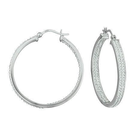 Sterling Silver Crystal In/out Hoop Earrings