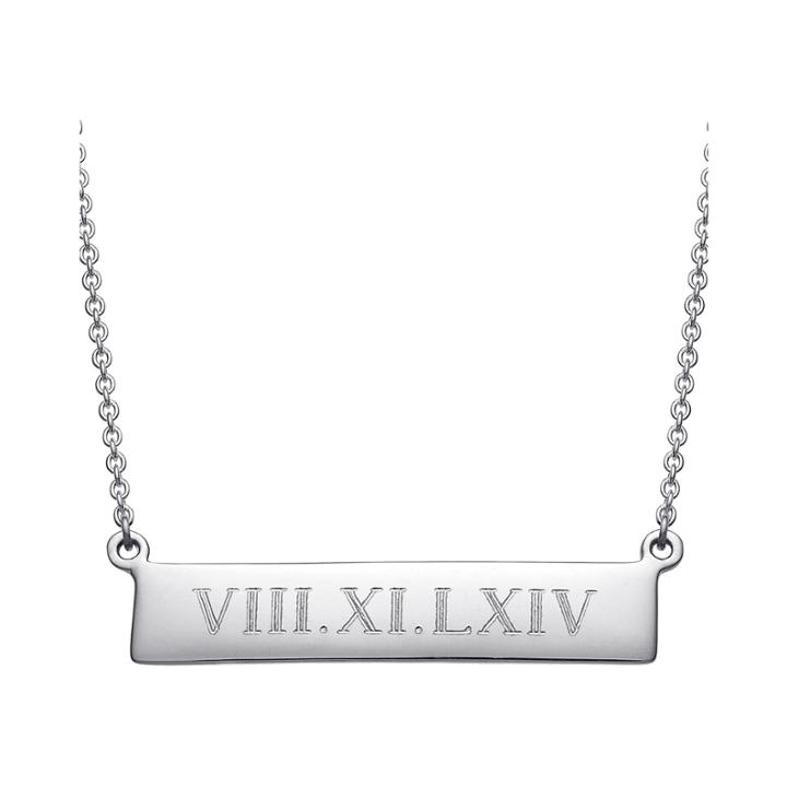 Personalized Roman Numeral Date Bar Necklace