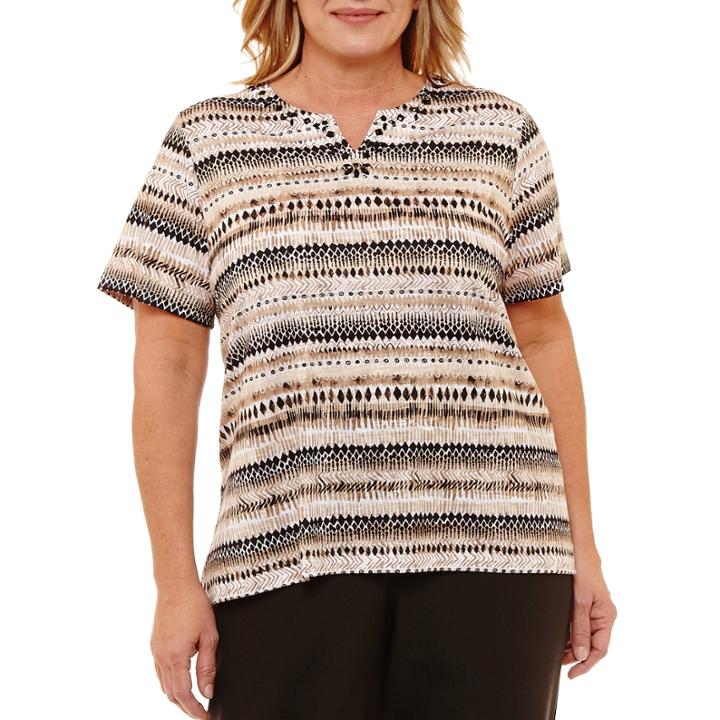 Alfred Dunner Out And About Texture Biadere T-shirt- Plus