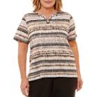 Alfred Dunner Out And About Texture Biadere T-shirt- Plus