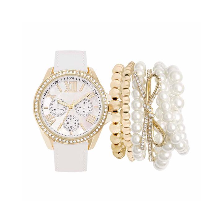 Mixit Womens White 7-pc. Watch Boxed Set-jc2098g569-027