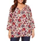 Liz Claiborne 3/4-sleeve Split-neck Blouse - Plus