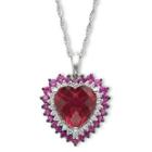 Lab-created Ruby & White Sapphire Heart Pendant Necklace